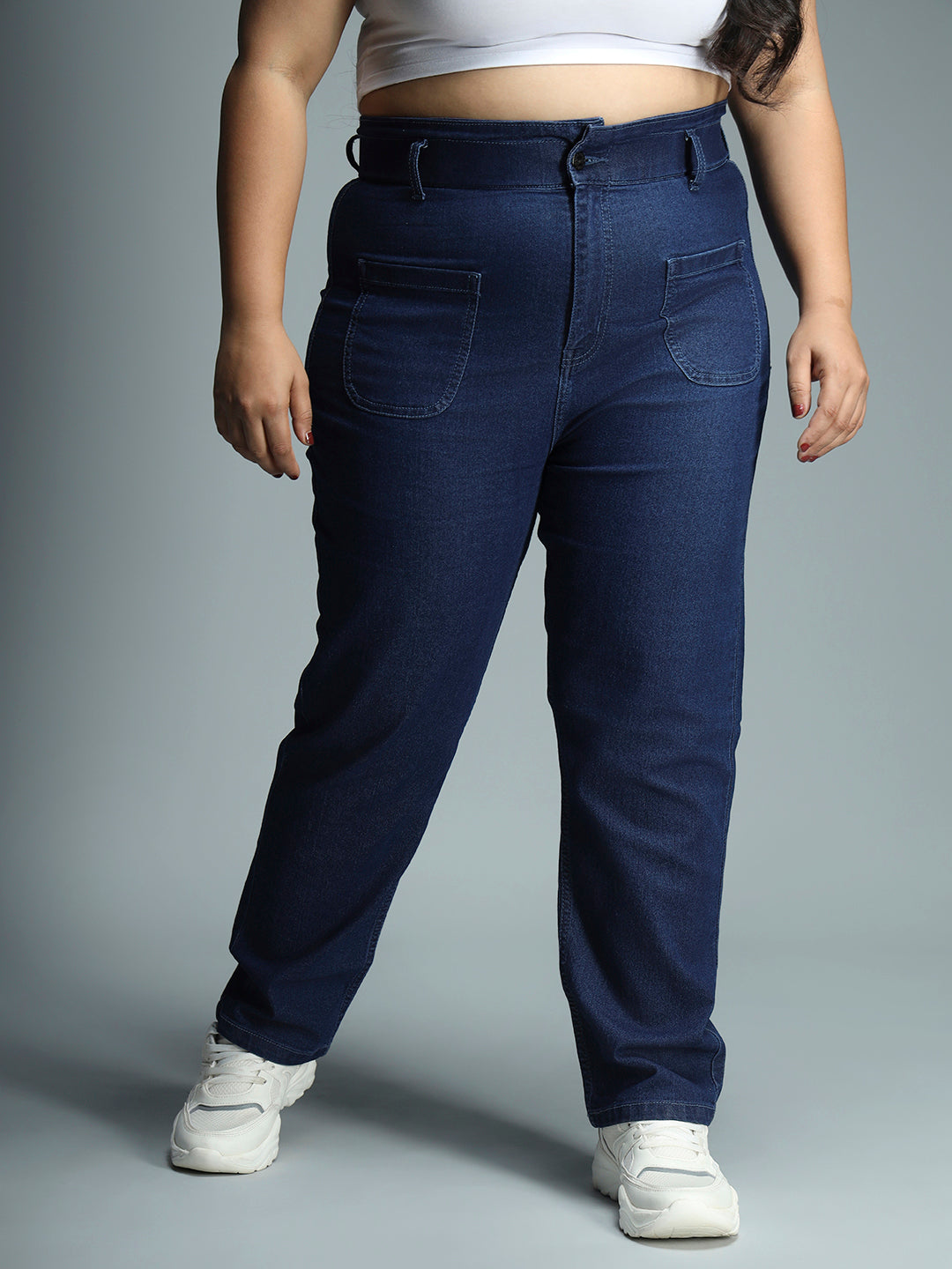 Plus Size Women Straight Fit High-Rise Stretchable Jeans