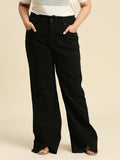 Women Plus Size Comfort Flared High-Rise Stretchable Jeans