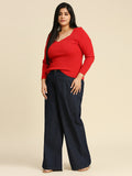 Women Plus Size Comfort Wide Leg High-Rise Stretchable Jeans