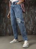 Women Washed Mom Fit High-rise Jeans