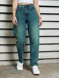 Women Cotton Slim Mom Fit High-Rise Casual Jeans