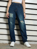 Women Cotton Mom Fit High-Rise Casual Jeans