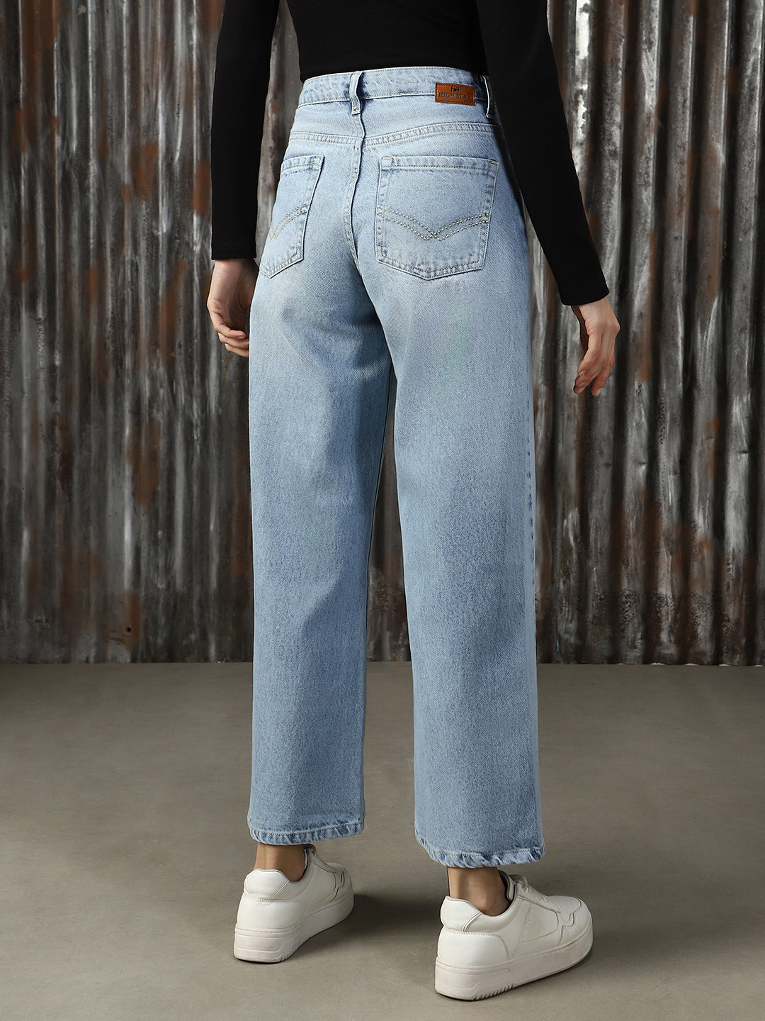 Women Washed Loose Fit High-rise Jeans