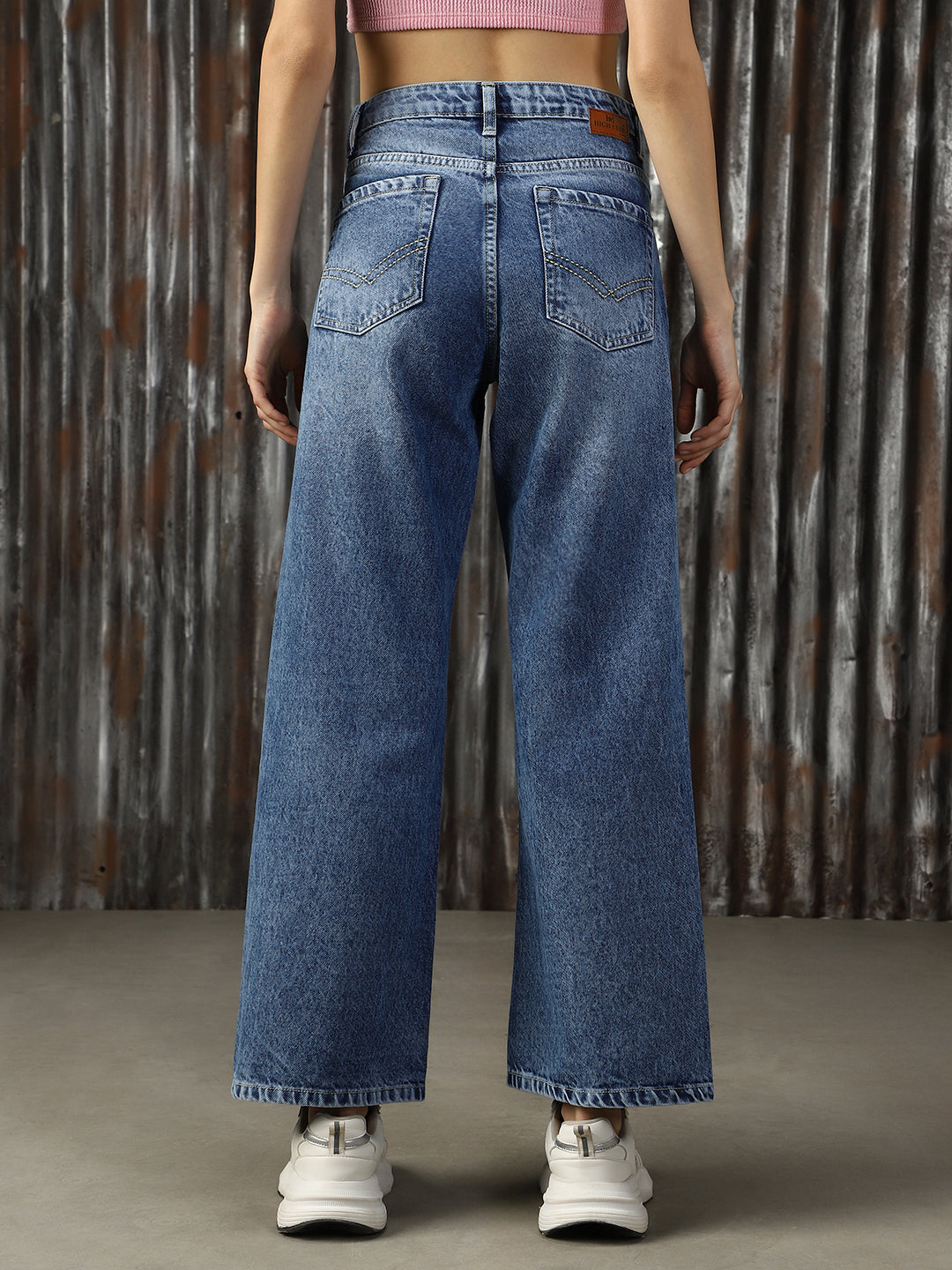 Women Washed Loose Fit High-rise Jeans