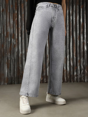 Women Washed Loose Fit High-rise Jeans