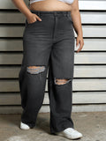 Plus Size Women Cotton 90's Baggy High-Rise Casual Jeans