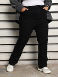 Plus Size Women Stove Pipe High-Rise Jeans