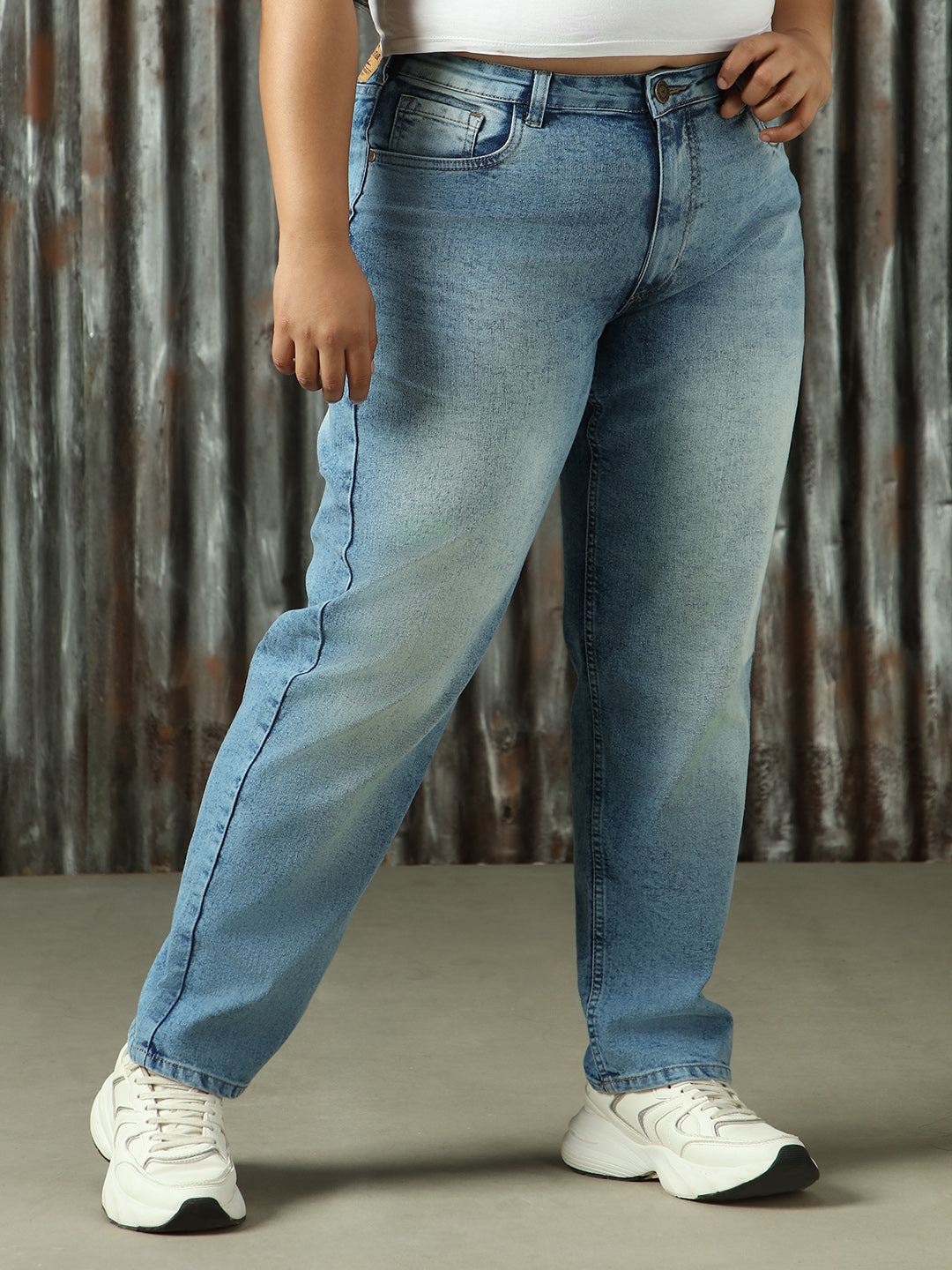 Women Washed Mom Fit High-rise Jeans