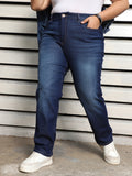 Plus Size Women Straight Fit High-Rise Light Fade Jeans