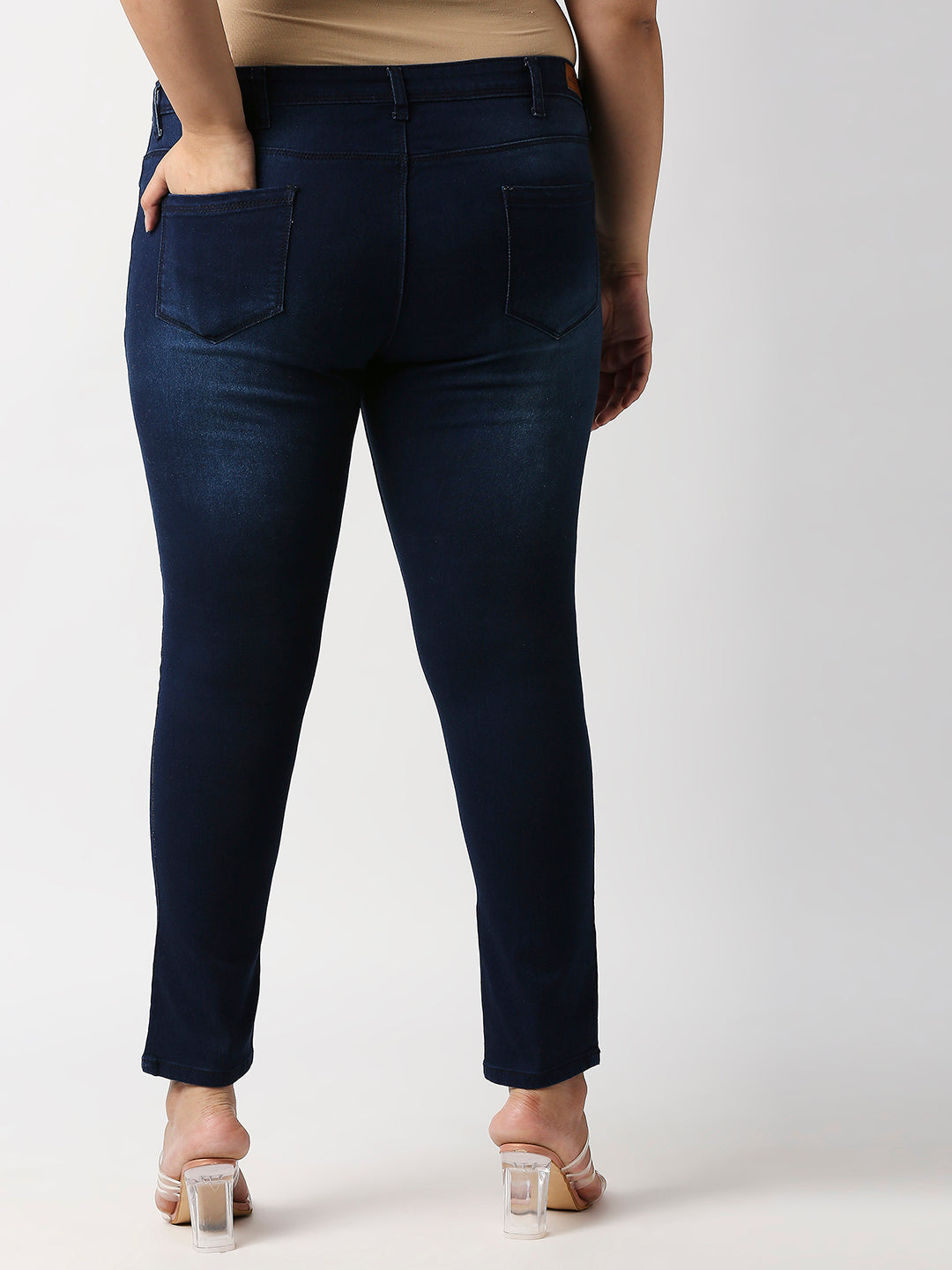 Plus Size Women Blue Slim Fit Light Fade Stretchable Jeans