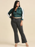 Women Plus Size Grey Bootcut Stretchable Jeans