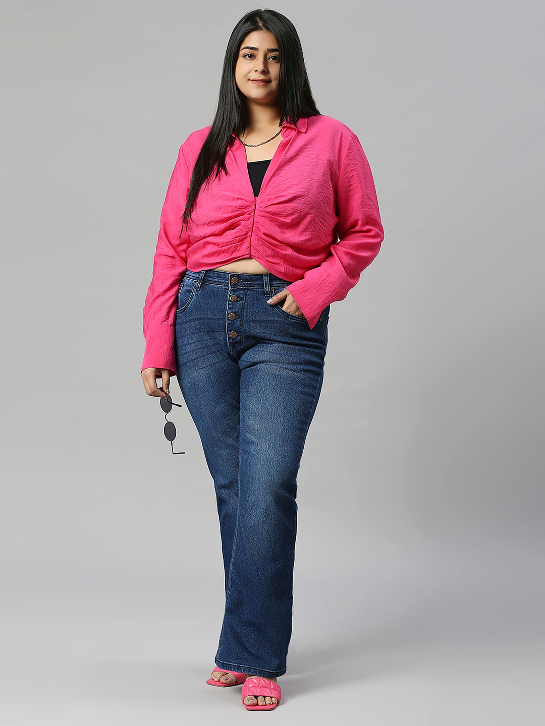 Women Plus Size Bootcut High-Rise Light Fade Stretchable Jeans