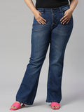 Women Plus Size Bootcut High-Rise Light Fade Stretchable Jeans