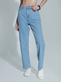 Women 90s Straight High-Rise Clean Look Pure Cotton Jeans