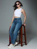 Women Straight Fit High-Rise Clean Look Light Fade Cotton Jeans