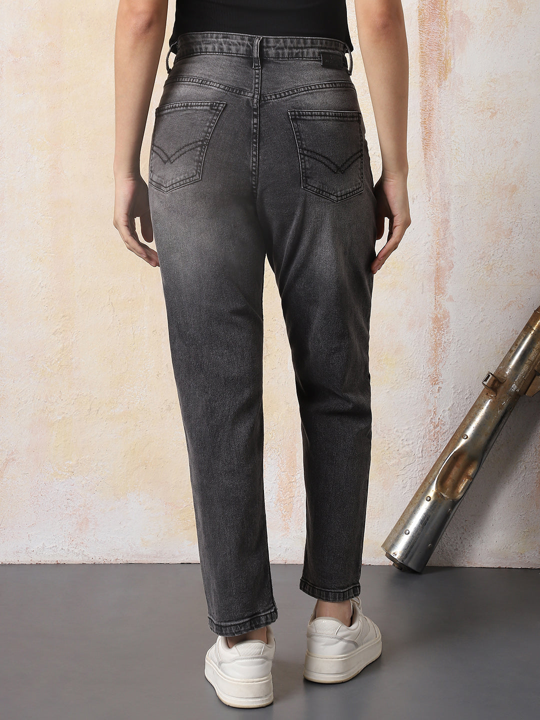 High Star Women Washed Slim Mom   Jeans