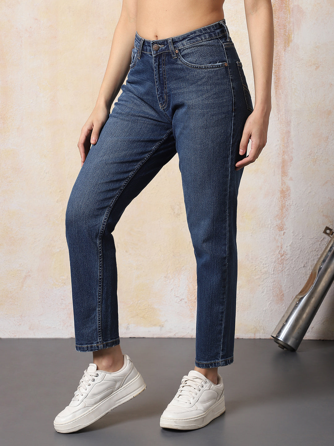 High Star Women Washed Slim Mom   Jeans