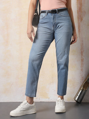 High Star Women Washed Slim Mom   Jeans