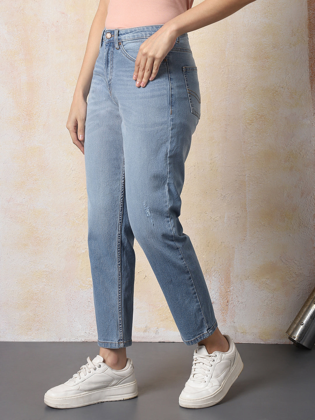 High Star Women Washed Slim Mom   Jeans