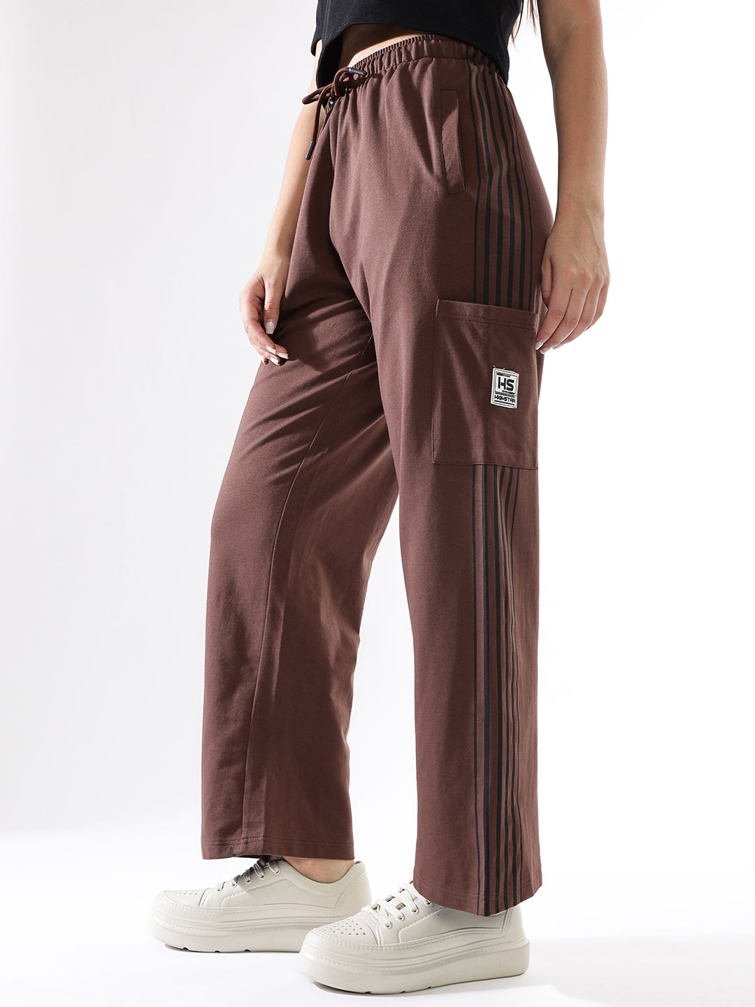 High Star Women Solid Wide Leg High-Rise  No Sleeves Track Pants