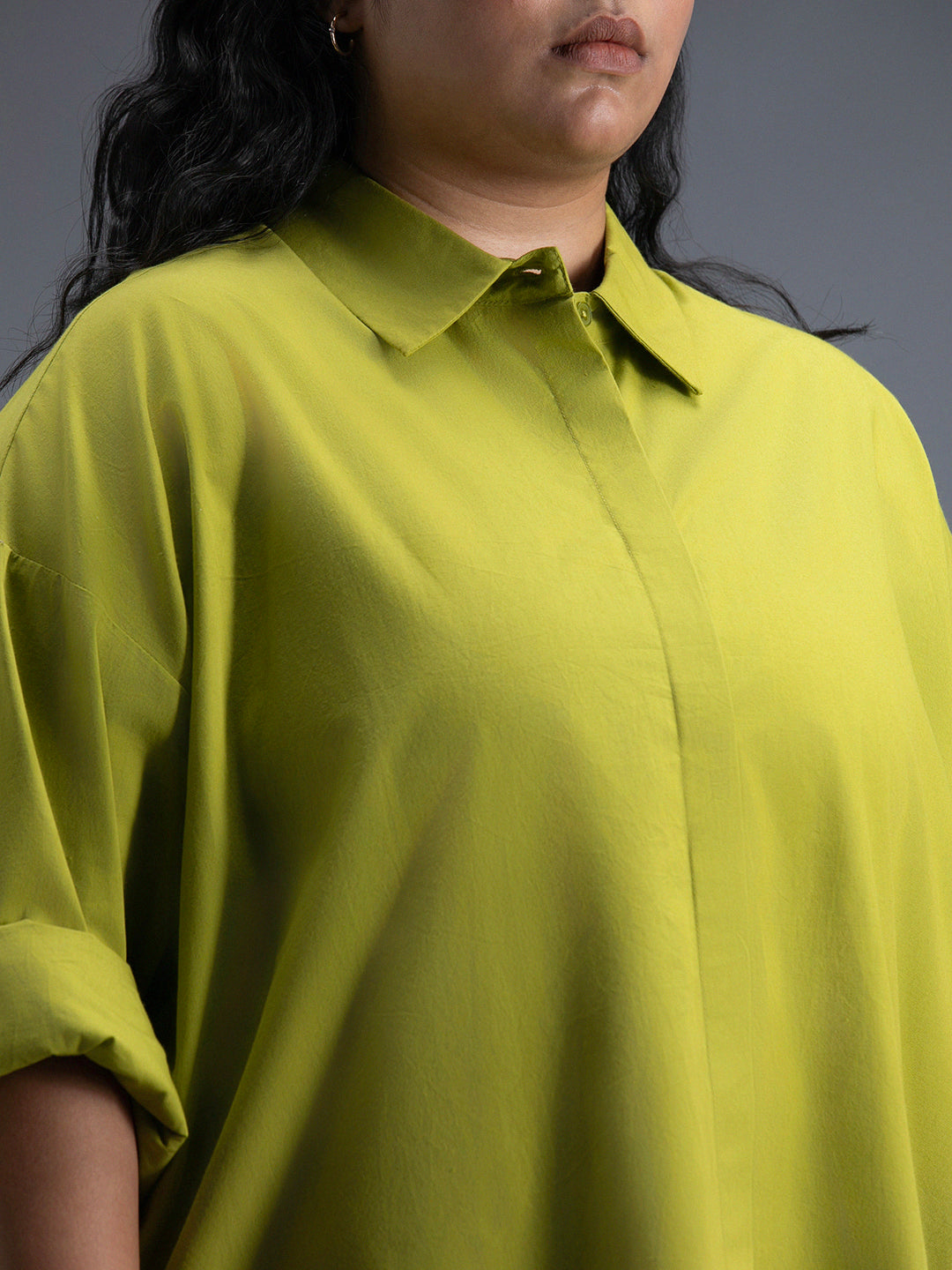 Plus Size Classic Spread Collar Curved Cotton Oversized Casual Shirt