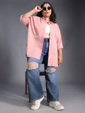 Plus Size Classic Spread Collar Curved Cotton Oversized Casual Shirt