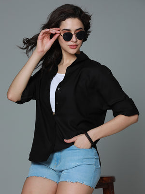 Classic boxy Spread Collar Long Sleeves Casual Shirt