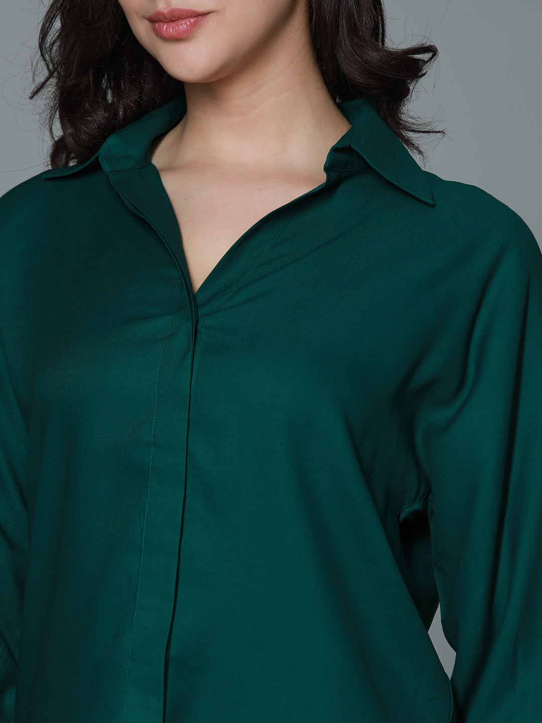 Classic boxy Spread Collar Long Sleeves Casual Shirt