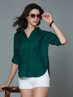 Classic boxy Spread Collar Long Sleeves Casual Shirt