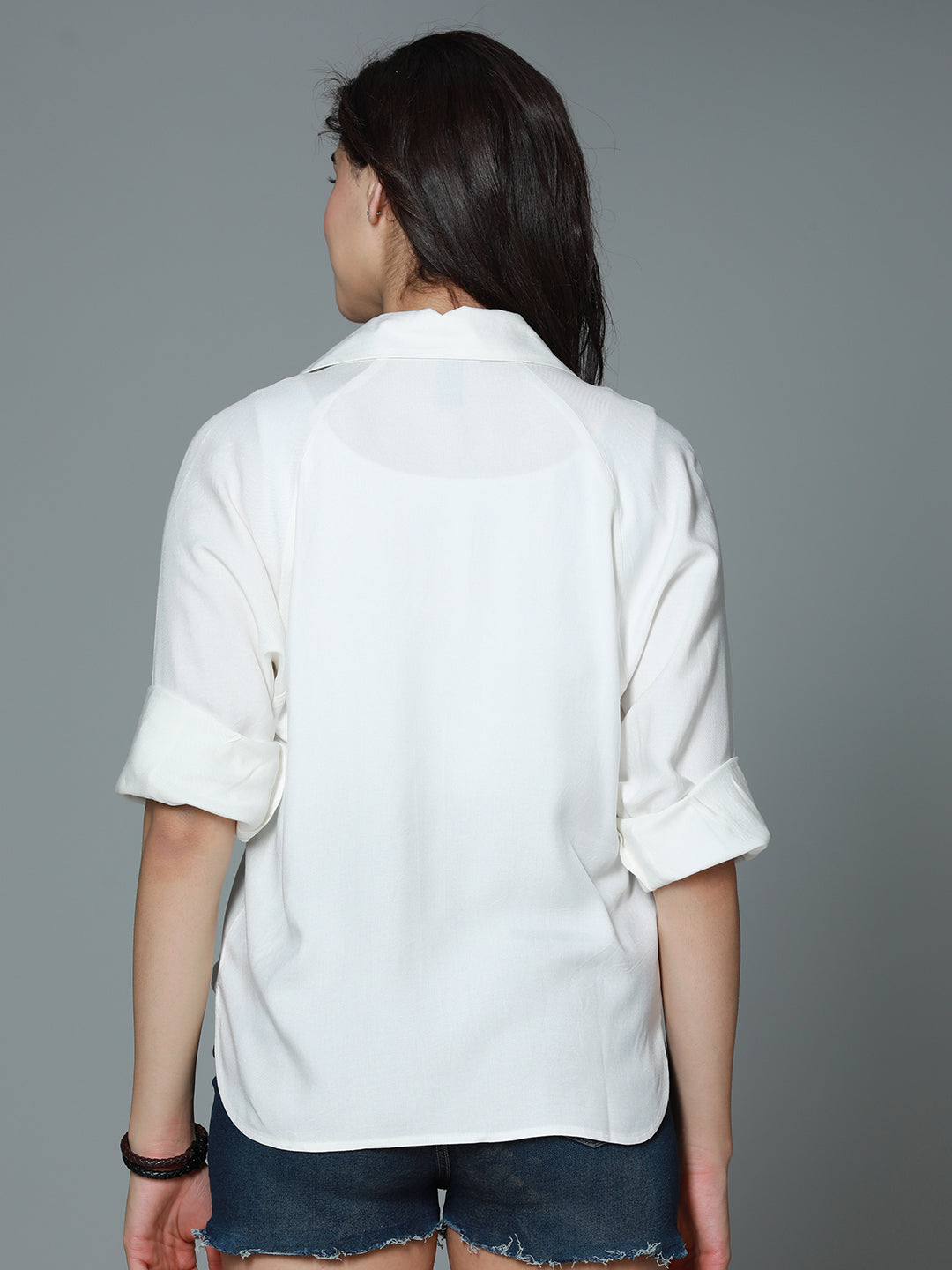 Classic boxy Spread Collar Long Sleeves Casual Shirt