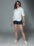 Classic boxy Spread Collar Long Sleeves Casual Shirt