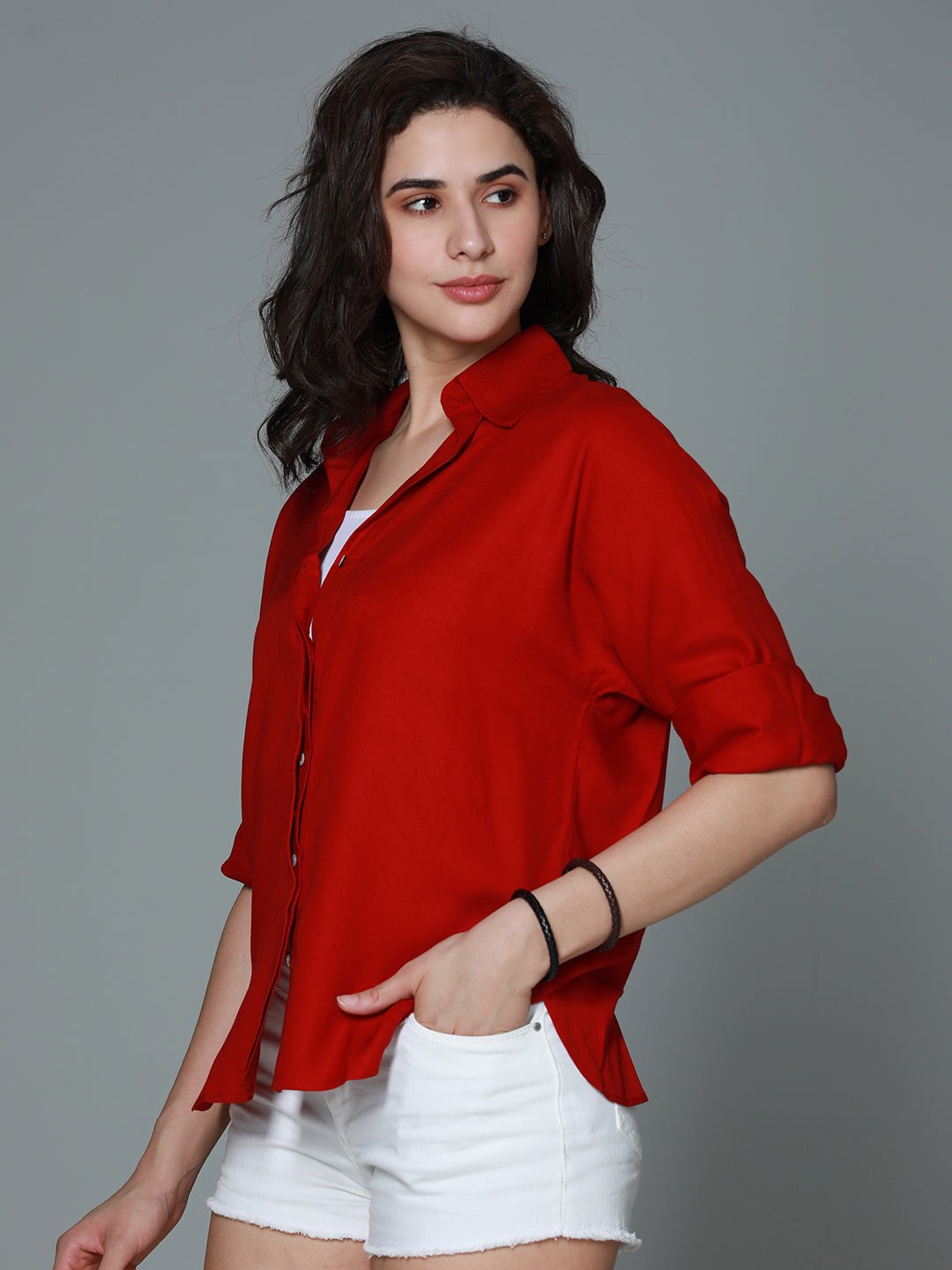 Classic boxy Spread Collar Long Sleeves Casual Shirt