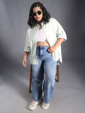 Plus Size Vertical Stripes Classic Regular Fit Cotton Casual Shirt