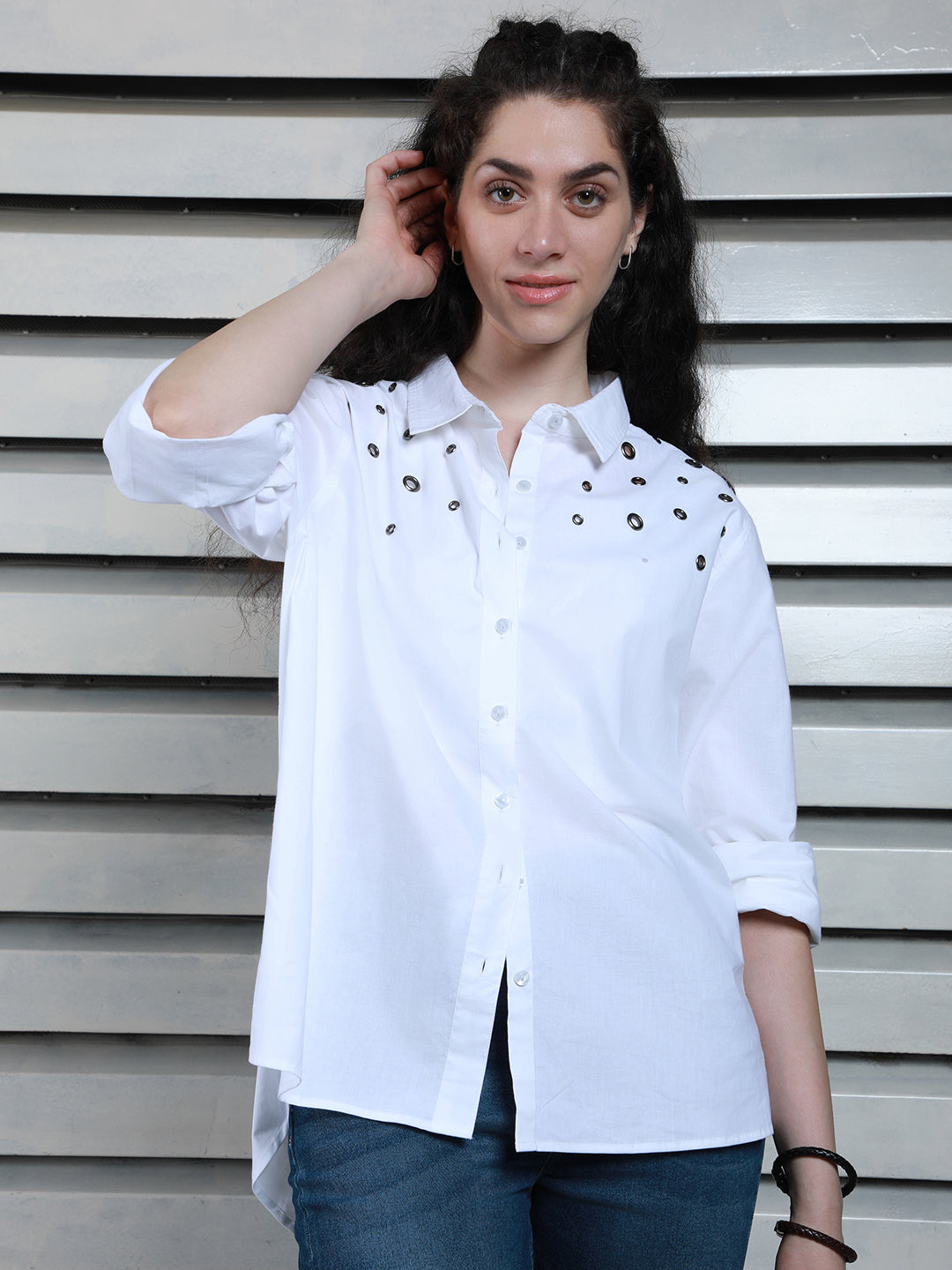 Classic Spread Collar Cotton Oversized Casual Shirt