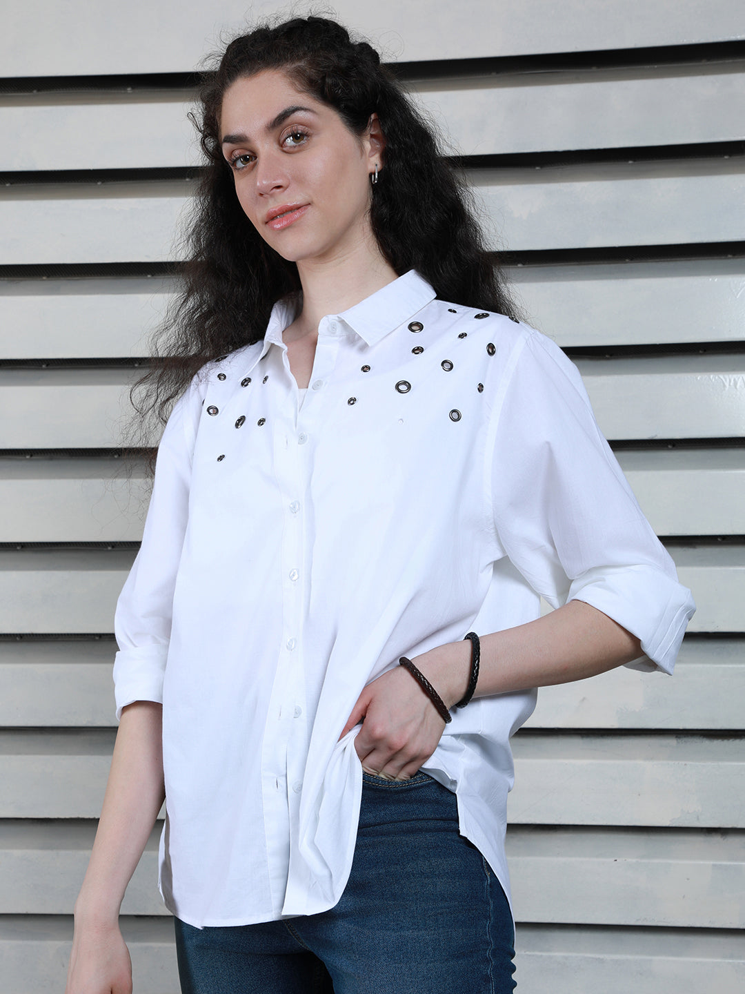 Classic Spread Collar Cotton Oversized Casual Shirt