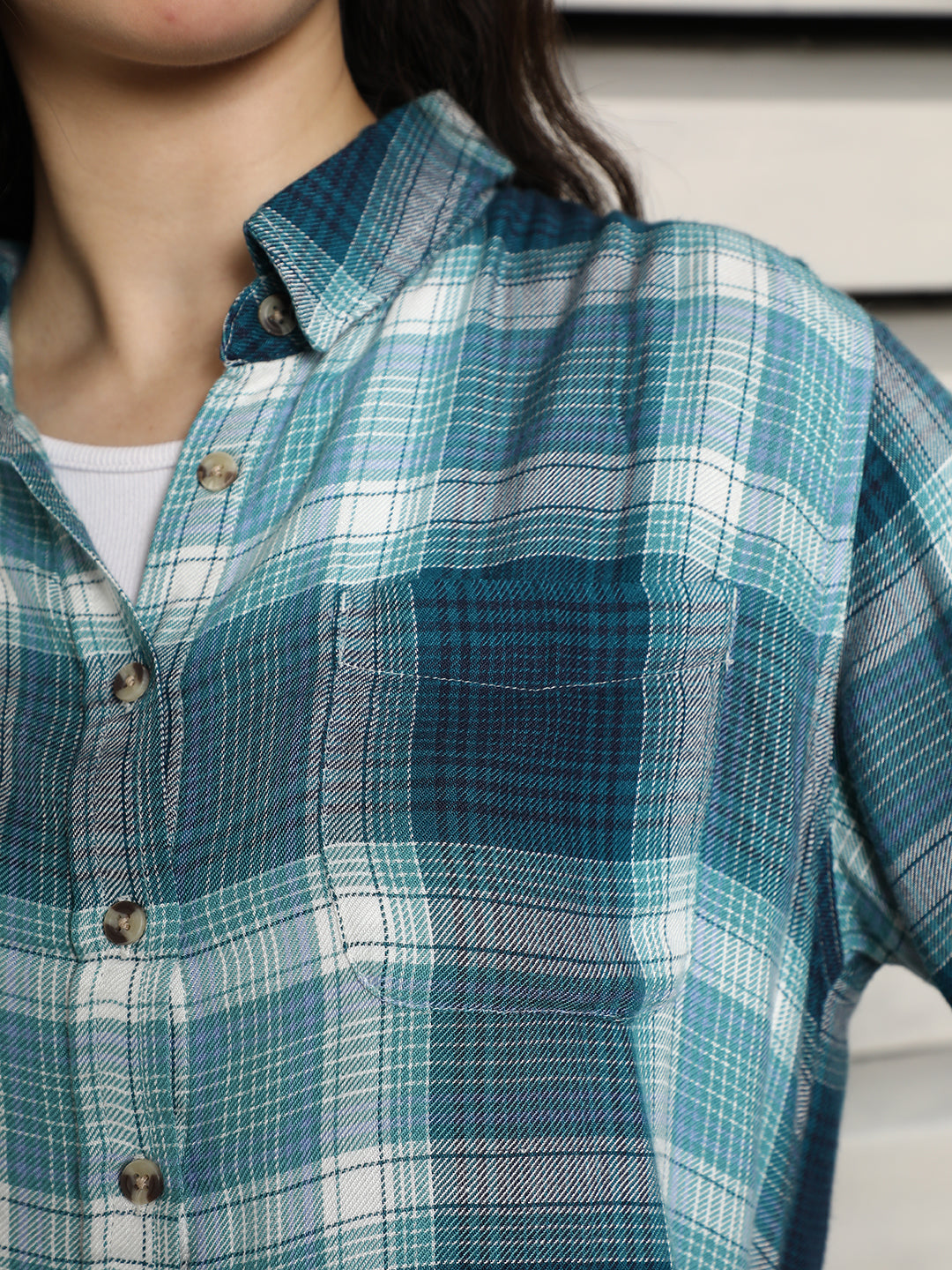 Classic Button-Down Collar Checked Cotton Casual Shirt