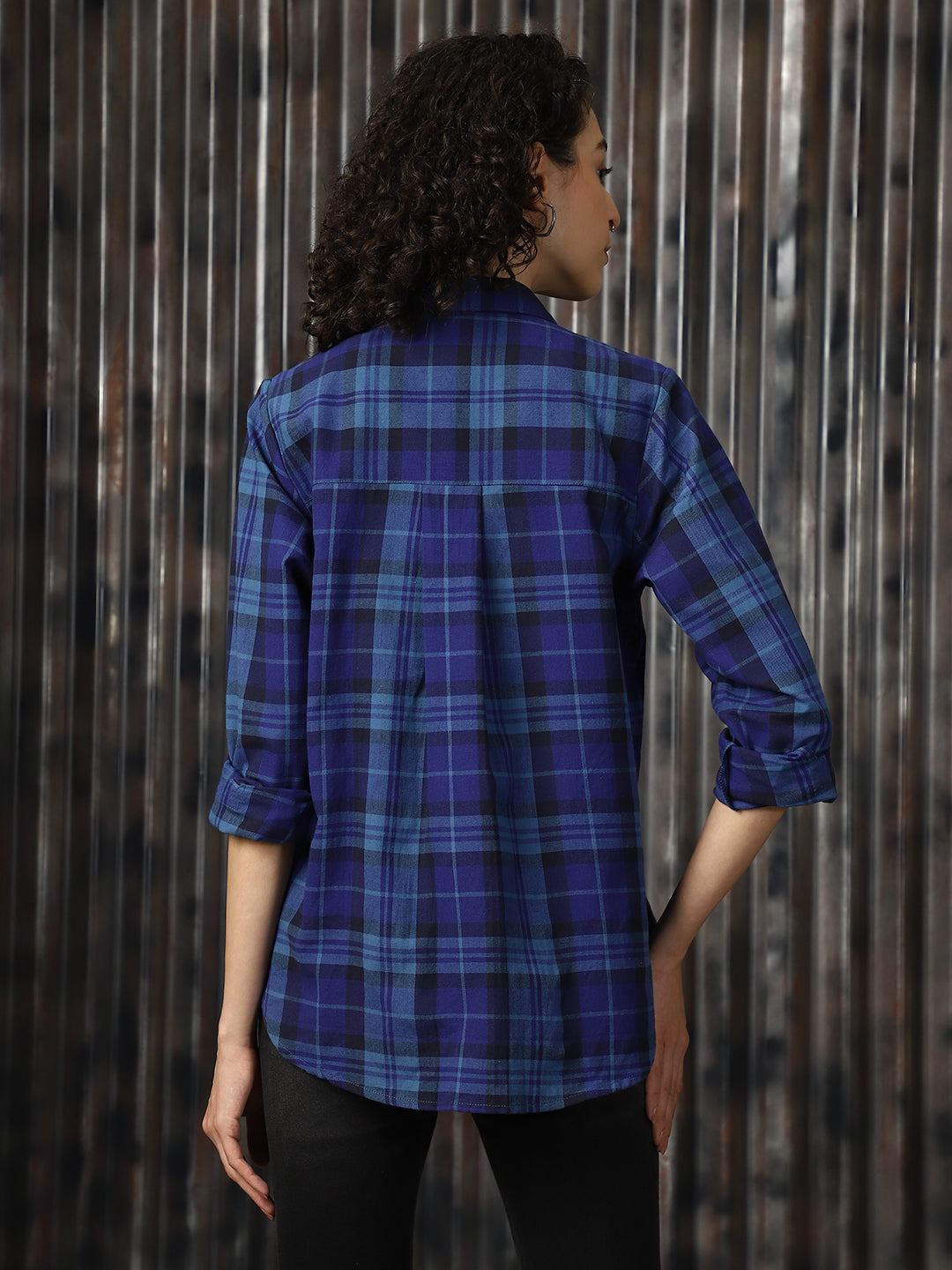 High Star Women Relaxed Tartan Checks Opaque Checked Casual Shirt