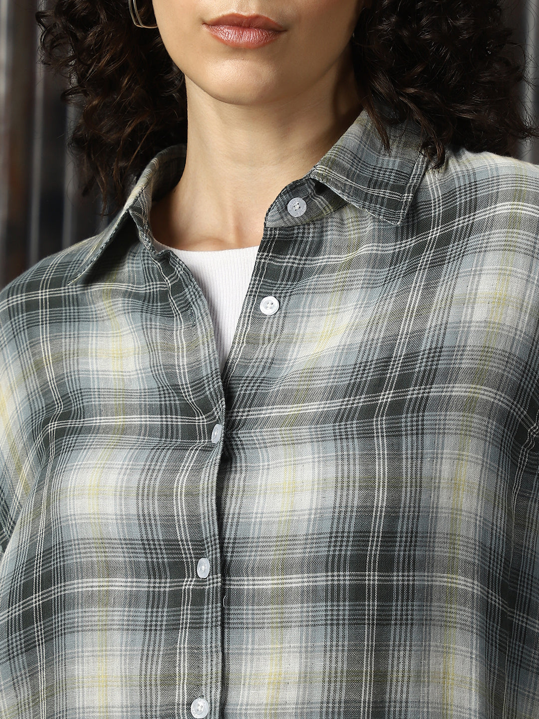 High Star Women Relaxed Tartan Checks Opaque Checked Casual Shirt