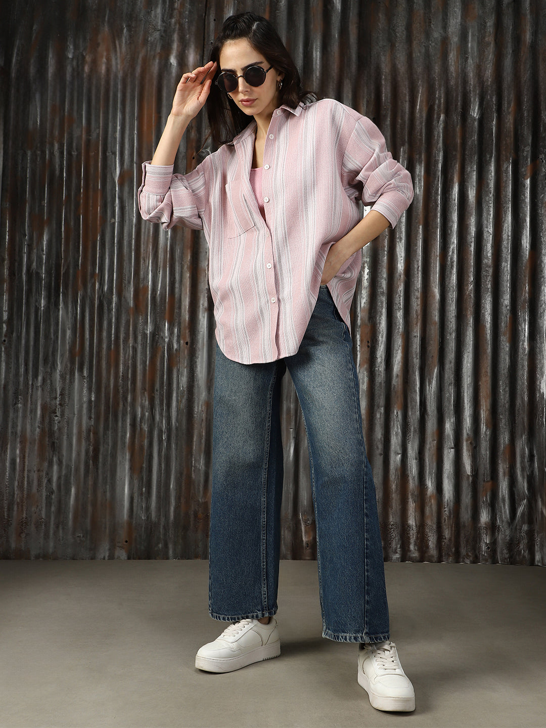 Women Strip Oversized Fit Shirts