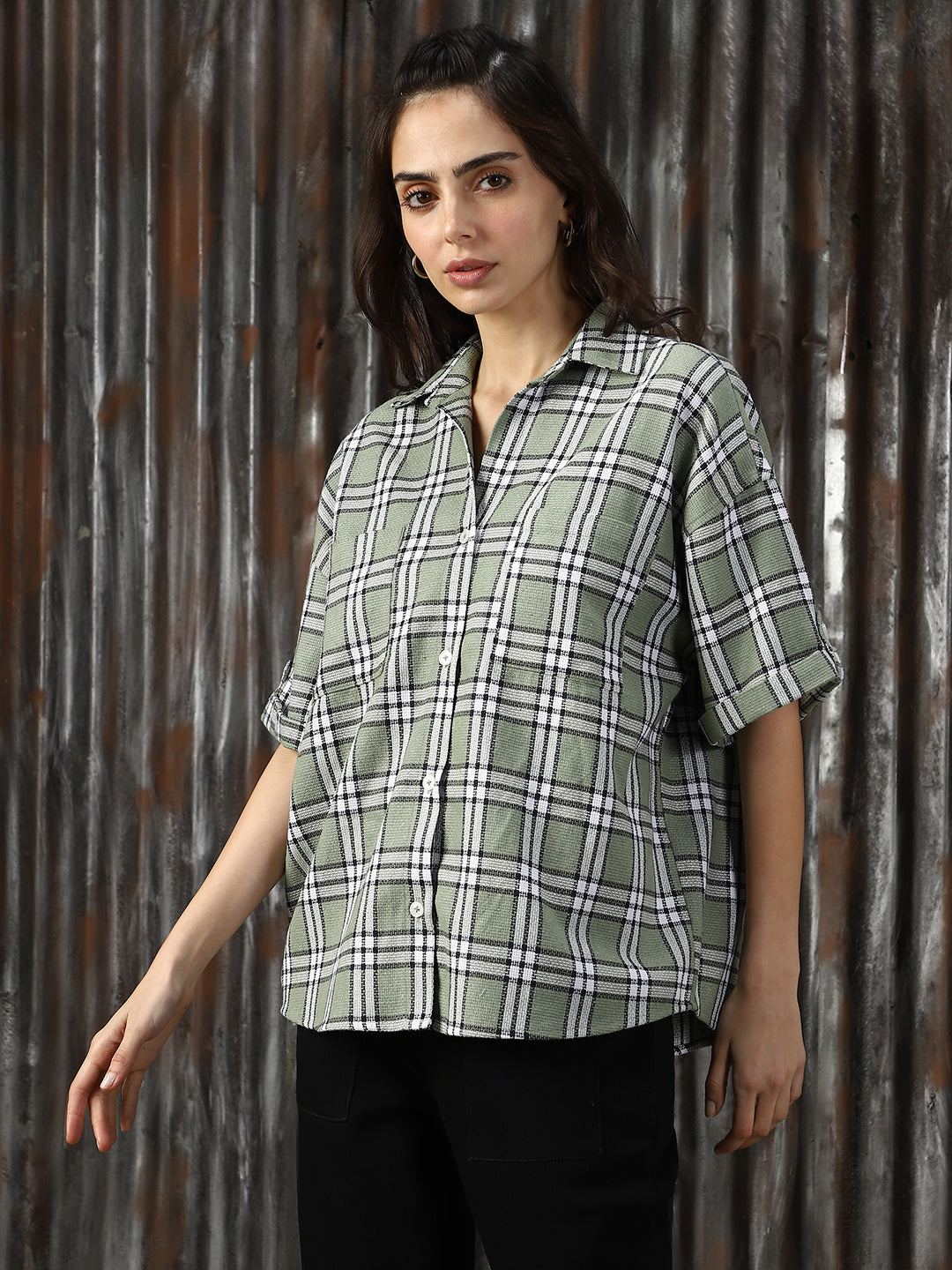 Women Check Oversized Fit Shirts