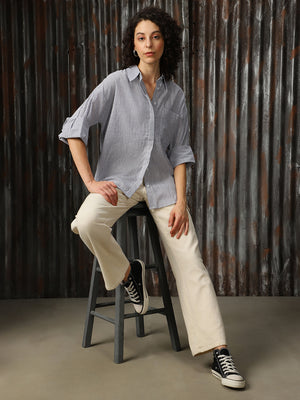 High Star Women Relaxed Opaque Casual Shirt