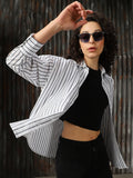 High Star Women Relaxed Opaque Striped Casual Shirt