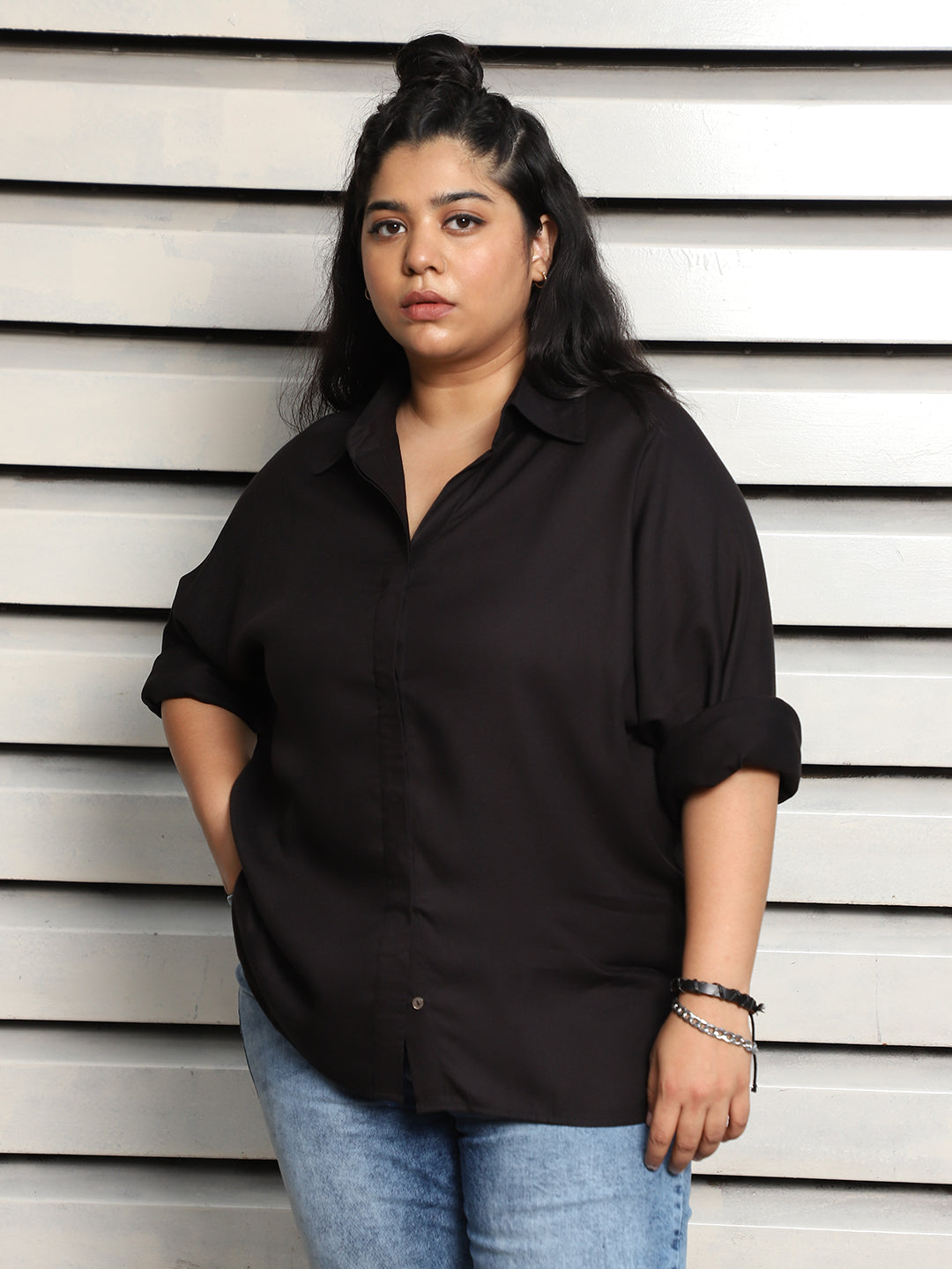 Plus Size Women Boxy Opaque Casual Shirt