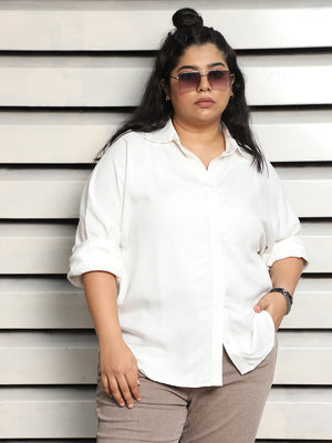 Plus Size Women Boxy Opaque Casual Shirt