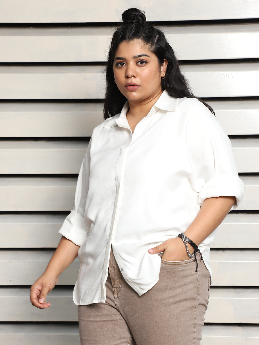 Plus Size Women Boxy Opaque Casual Shirt