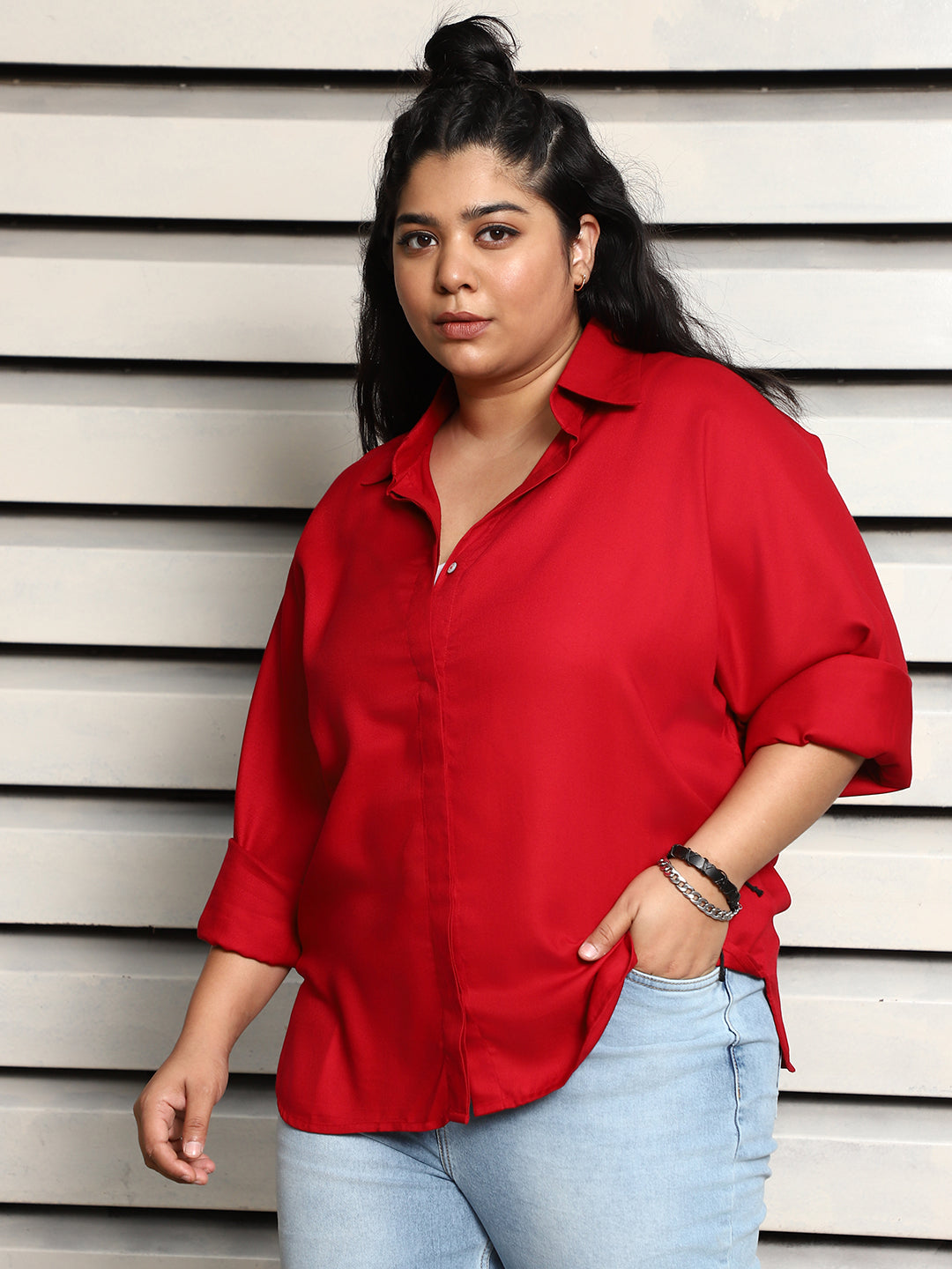 Plus Size Women Boxy Opaque Casual Shirt