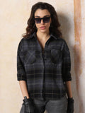 High Star Women Checked Oversized Spread Collar Fullsleeve Shirts