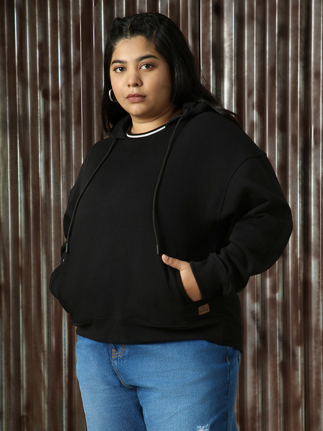 High Star Plus Size Women Hooded Pullover Sweatshirt