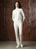 Women Knitted Acrylic Regular Fit High- Rise Turtle neck Long Sleeve Co-Ord