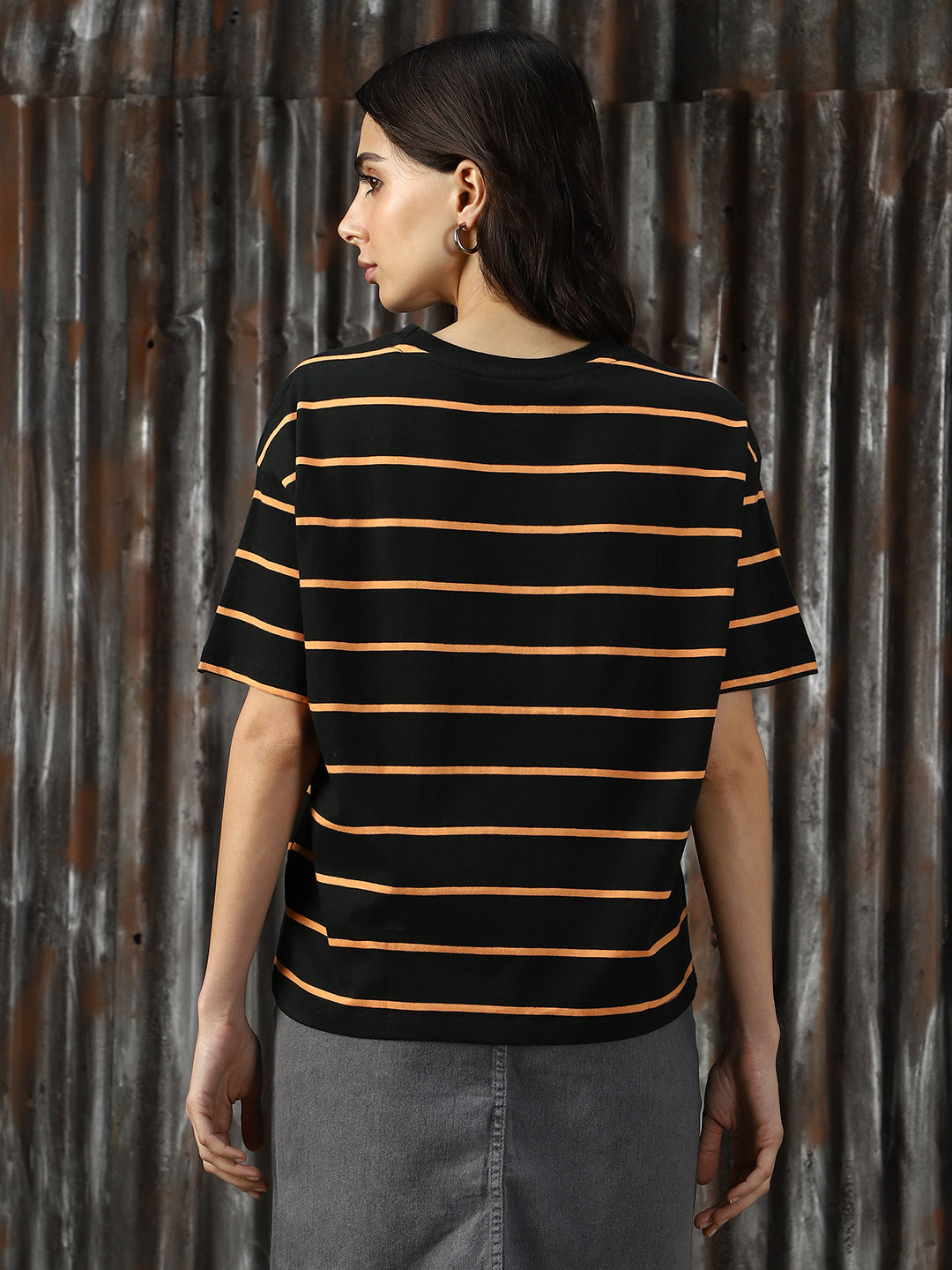 Women Strip Relaxed Fit T-Shirts